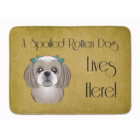 Carolines Treasures Grey and Silver Shih Tzu Spoiled Dog Machine Washable Memory Foam Mat BB1498RUG